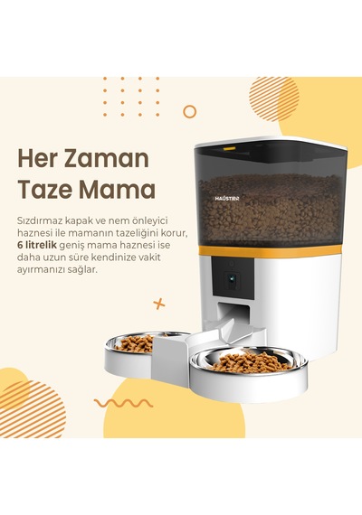 Haustier Qq005-dual Beyaz Kameralı Akıllı Kedi Köpek Otomatik Mama Kabı, App Uzaktan Kontrol, Sesle Çağırma, 480p Kamera, 6lt Hazne, Çift Metal Kase Haustier Qq005-dual Beyaz Kameralı Akıllı Kedi Köpek Otomatik Mama Kabı, App Uzaktan Kontrol, Sesle Çağırma, 480p Kamera, 6lt Hazne, Çift Metal Kase