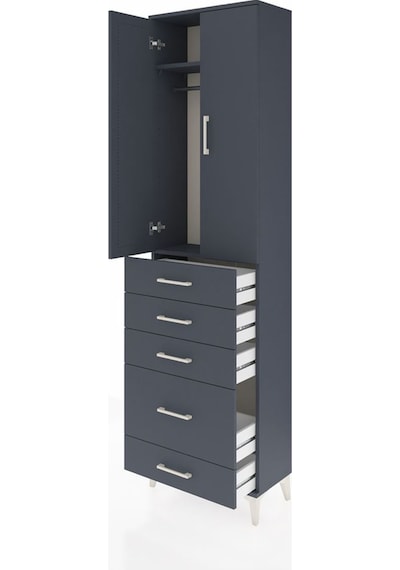 Arges Dolap 2 Raflı 5 Çekmeceli Tek Askılı 60x30x221 Antrasit... Antrasit