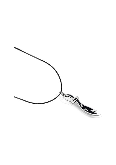 Oya Silver Siyah Mineli Hz. Ali Yazılı Zülfikar Kılıcı Gümüş Kolye Ucu 5.2x1.3cm Oyot330
