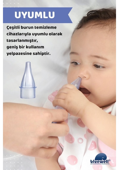 Bluewell Nazal Burun Aspiratörü Başlangıç Seti Bebek Burun Temizleyici Aspiratör + Uyumlu 10 Adet Ye