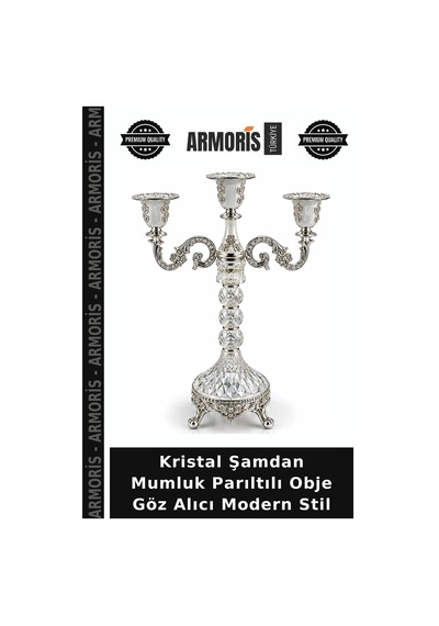 Kristal Şamdan Mumluk Parıltılı Obje Göz Alıcı Modern Stil