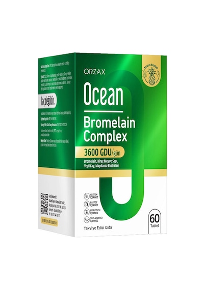 Orzax Ocean Bromelain Complex Takviye Edici Gıda 60 Tablet