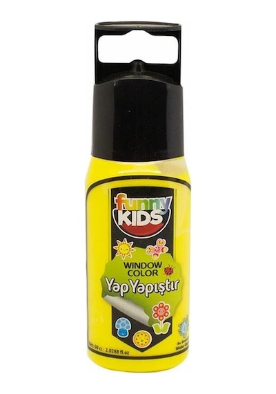 Funny Kids Yap Yapıştır Cam Boyası 60Cc - 7524 Neon Sarı