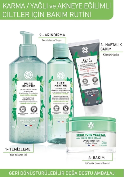 Yves Rocher Karma Ve Yağlı Ciltler İçin Pure Menthe Prebiyotik Yüz Yıkama / Temizleme Jeli-390 ML