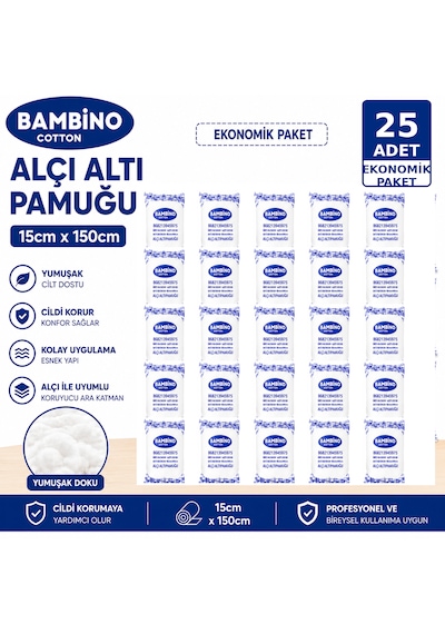 Bambino Alçı Altı Pamuğu 15 Cm 150 Cm 25 Adet
