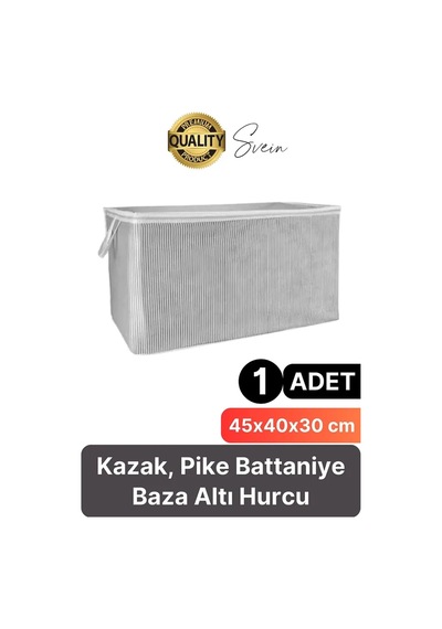 Gri Çizgili Fermuarlı Mini Boy Hurç Yastık-kazak-kıyafet Düzenleyici 45 40 30 Cm Gri-beyaz