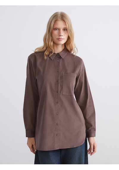 Lcw Modest Bordo Kadife Kadın Gömlek Tunik