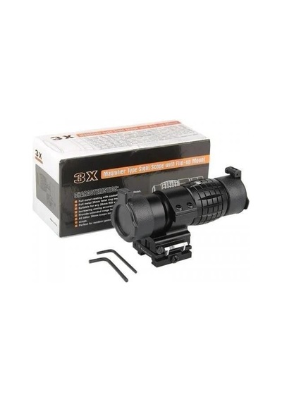 Magnifier 3x Yakınlaştırmalı Dürbün 22mm Ray Uyumlu, Katlanır Yaylı Ayaklı Siyah