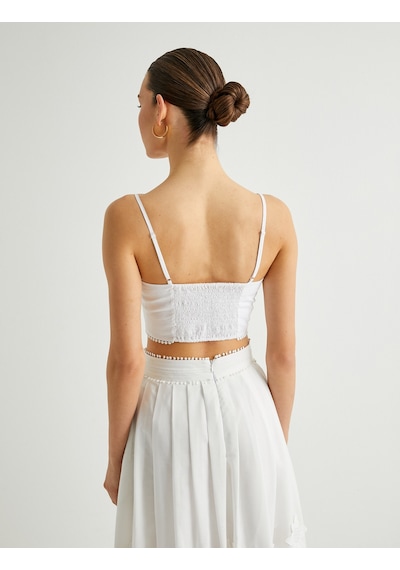 Koton Çiçek Detaylı Crop Büstiyer Beyaz 4sak30149ew Beyaz