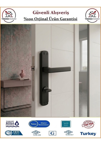 Grossavm Lama Aynalı Wc Banyo Kapı Kolu - Mat Siyah - Wc Sağ