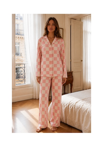 Fit Women Kadın Relax Fit Düğme Pembe Pijama Takımı