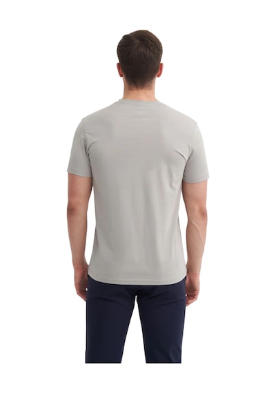 Cazador Erkek Slim Fit Bisiklet Yaka Pamuklu Düz Tişört 4623 Gri