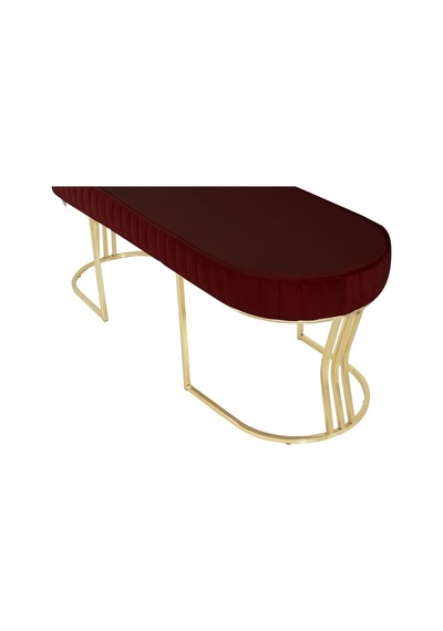 Viego Gold Striped- Bordo Kapitoneli Chester Model Puf & Bench & Koltuk & Uzun Makyaj Puff & Yatak Ucu &önü