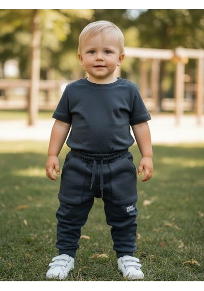 Zekids Erkek Çocuk Cepli Jogger Eşofman Alt-16386 İndigo