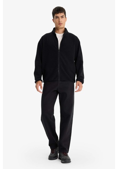 Defacto Relax Fit Yarım Balıkçı Yaka Fermuarlı Polar Hırka F0446ax25aubk81 Siyah-bk81