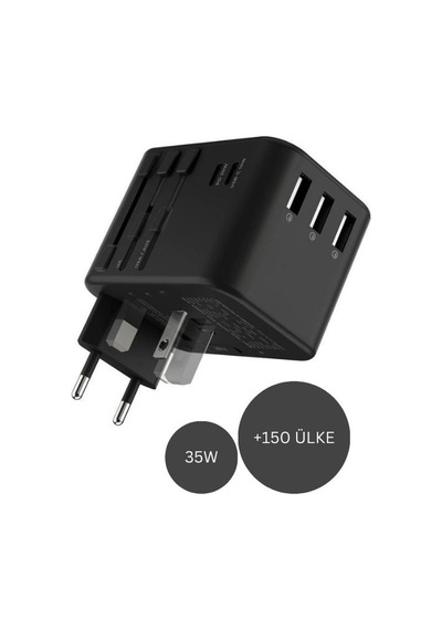 Rolling Square - 35w Adaptör - 150 Ülkede Uyumlu Evrensel Seyahat Adaptörü