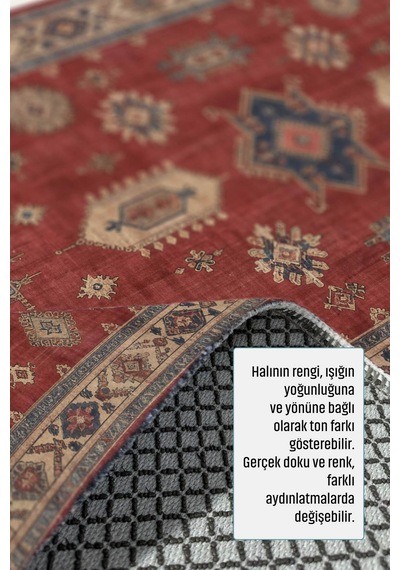 Dekoratif Halı Kaymaz Taban Leke Tutmaz Yıkanabilir Kilim Özel Ölçü Salon Halısı 3025-2