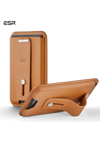 Esr Halolock Magsafe Uyumlu Ayarlanabilir 3 Kartlık Yüzüklü Suni Deri Cüzdan - Caramel Brown Karamel Kahve Açık Kahverengi