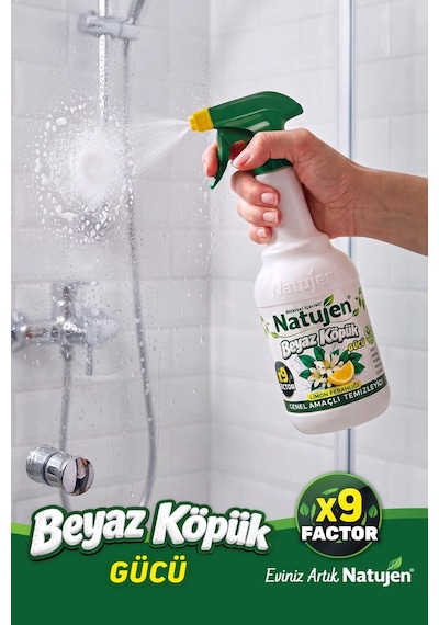 Natujen Genel Amaçlı Temizleyici Beyaz Köpük Gücü Limon Ferahlığı X9 Factor 1000 Ml.