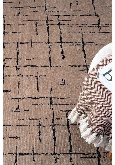 Gaia Bej Halı Yıkanabilir Kaymaz Taban Şönil Kilim Dokuma Pamuk Taban Kilim 10119 Bej