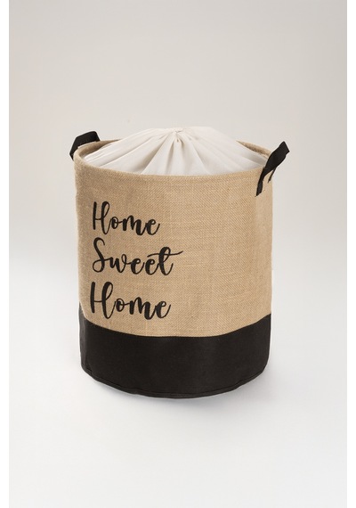 Tidy Jüt Home Yazılı Büzgülü Çamaşır Sepeti 37x40cm 6015 Natural