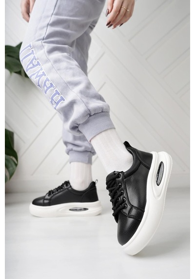 Nesilshoes Nesil Shoes Dvm 5750 Siyah Beyaz Havalı Taban Kadın Sneakers Siyah&beyaz