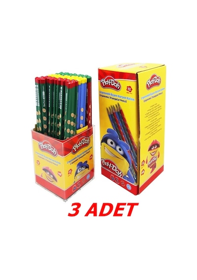Oluklu Jumbo Üçgen Kurşun Kalem 3 Adet Çok Renkli