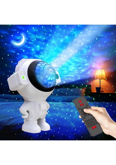 Upway Astronot Bluetooth Hoparlör Galaksi Yıldız Projektör Kumandalı Gece Lambası Beyaz