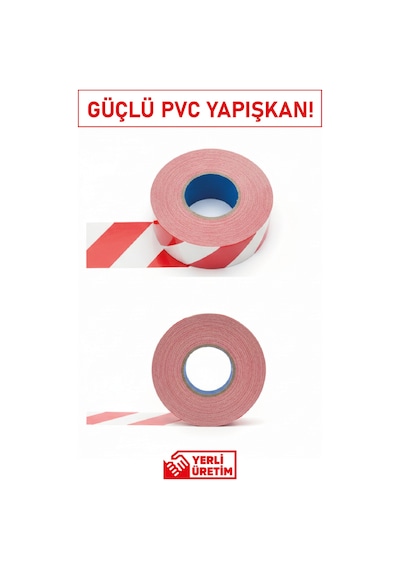 Etr 5111 Yapışkanlı Zemin İşaretleme Bandı Kırmızı Beyaz Uyarı Bandı