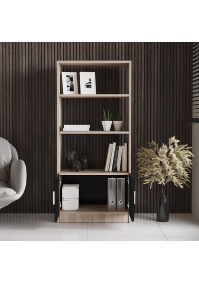 Yurudesign Vario D Ofis Kitaplık Meşe-Siyah