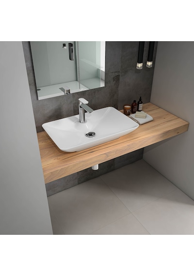 Isvea Sistema Y Tezgah Üstü Çanak Lavabo 65 Cm, Batarya Delikli Beyaz 10sy50065