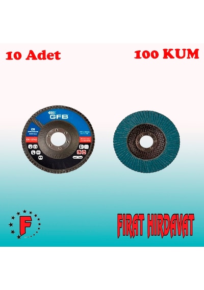 Gfb Zirkonyum Flap Disk Zımpara 115x22 MM 100 Kum 10adet