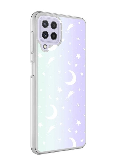 Galaxy A22 4G Kılıf Zore M-Blue Desenli Kılıf