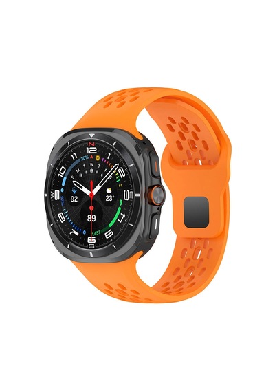 Zore Galaxy Uyumlu Watch Ultra 47mm Krd-119 Delikli Tasarım Silikon Kordon-turuncu