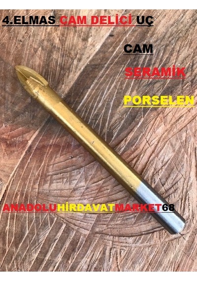 4 Elmaslı 8mm Cam Delici Seramik Delici Porselen Delici Uç