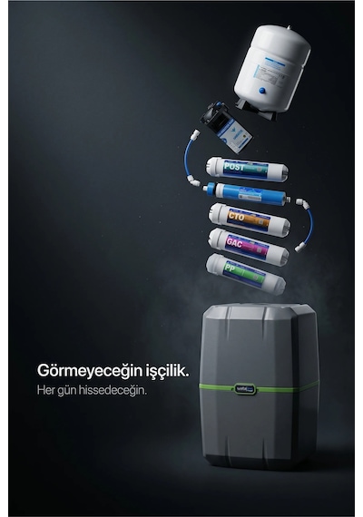 Lina Pro Pompalı Kapalı Kasa 2,2 Galon 8 Litre Nsf Onaylı Filtre Seti Evsel Su Arıtma