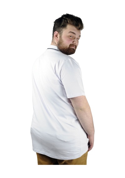 Mode Xl Büyük Beden T Shirt Polo Likralı Süprem Cepli 21558 Beyaz 001
