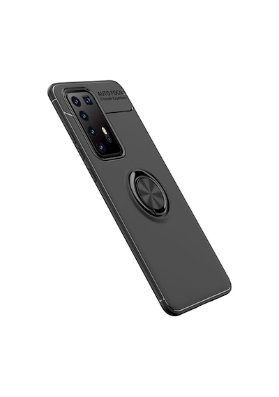 Newface Huawei P40 Pro Kılıf Range Yüzüklü Silikon - Siyah Resimdeki