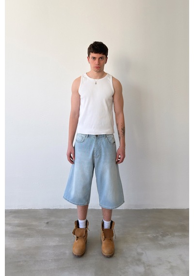 Flaw Baggy Kot Şort-29227 Buz Mavi