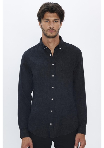 Tudors Slim Fit Uzun Kollu Düğmeli Yaka Kışlık Yün Viskon Düz Gömlek-25541 Siyah Tudors Slim Fit Uzun Kollu Düğmeli Yaka Kışlık Yün Viskon Düz Gömlek-25541 Siyah