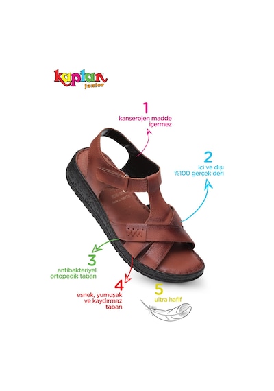 Kaptan Junior Hakiki Deri Ortopedik Kadın Anne Sandalet Ayakkabısı Zckmk 650 Taba