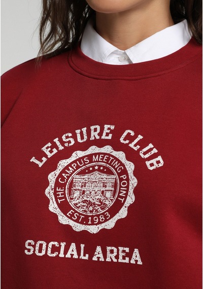 Colin's Colins Regular Fit Yuvarlak Yaka Baskılı Kadın Kirmizi Sweatshirt Cl1080907 Q1.v2 Red Kırmızı