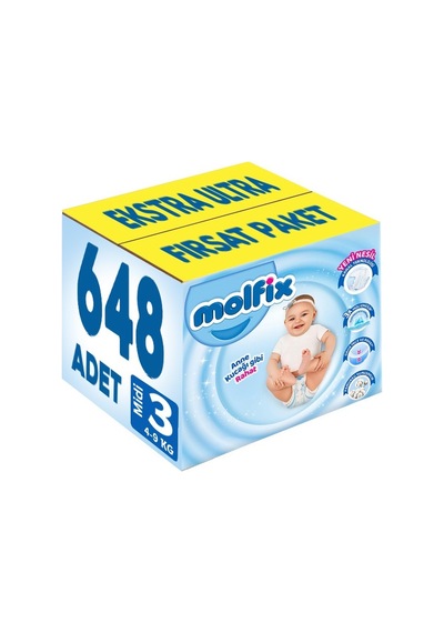 Molfix Bebek Bezi Beden:3 4-9kg Midi Ekstra Ultra 648 Adet