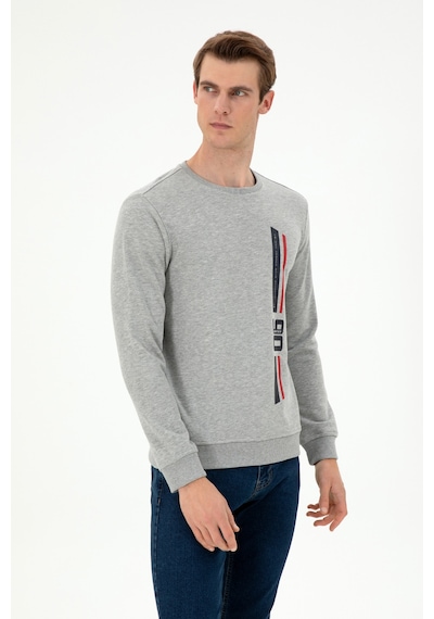 U.S. Polo Assn. Erkek Regular Fit Bisiklet Yaka Gri Melanj Sweatshirt 50293441-VR109