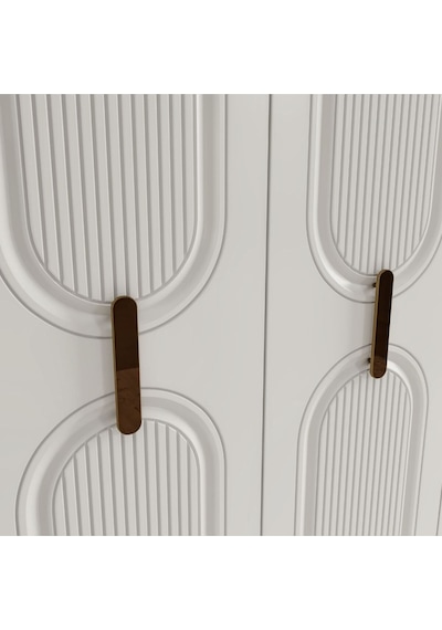 Zen 5 Kapak Ayaklı Tasarım Country Mdf Gardırop Beyaz