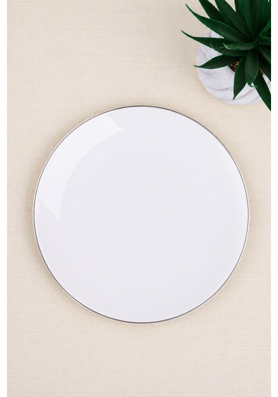 Tabak Evi Porselen Chic Platin Yaldızlı Servis Tabağı 24,50cm Tekli Krem