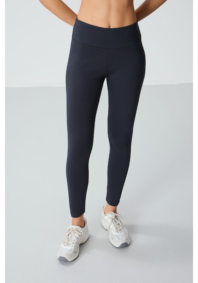 Tommylife Antrasit Yüksek Bel Termal Slim Fit Dar Paça Kadın Tayt - 94577 Antrasit