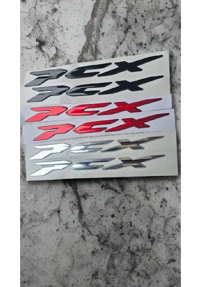 Pcx Amblem Logo 3d Sticker Yazı 2 Adet Set Siyah Renk Siyah