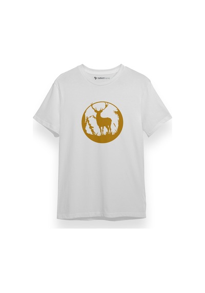 Wild Deer Icon Beyaz Kısa Kol Erkek Tshirt 001