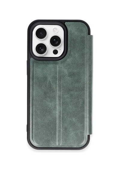 Apple iPhone Uyumlu,  14 Pro Kılıf Flip Cover - Koyu Yeşil